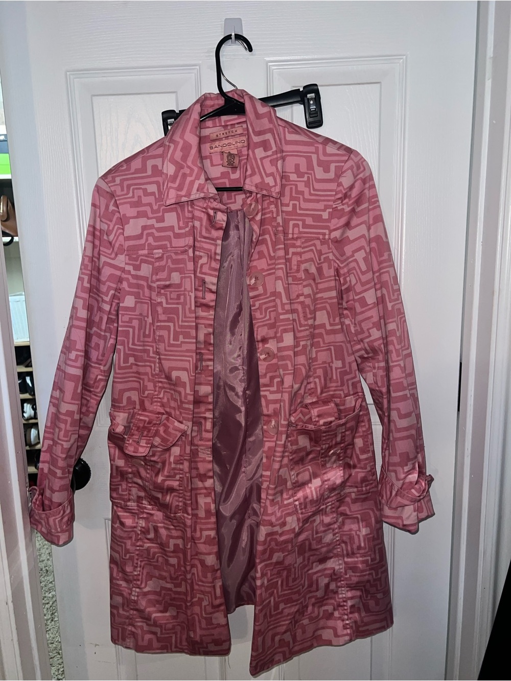 Bandolino Pink Geometric Trench Coat